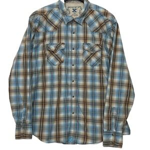 Twenty X Wrangler Button Long Sleeve Pearl Snap Plaid Shirt 2XL Cowboy Western